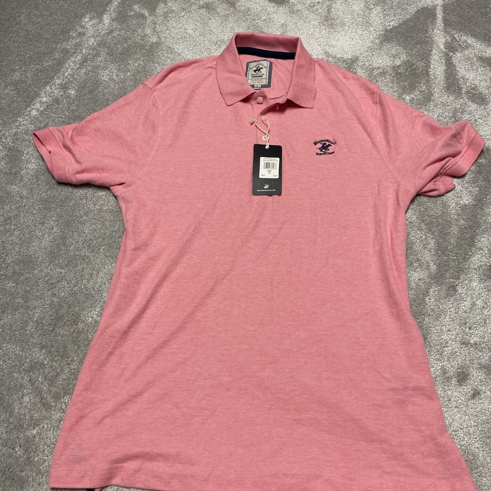 Men's Beverly Hills Pink Polo Club Shirt W/Pony Logo Active Golf Size XL